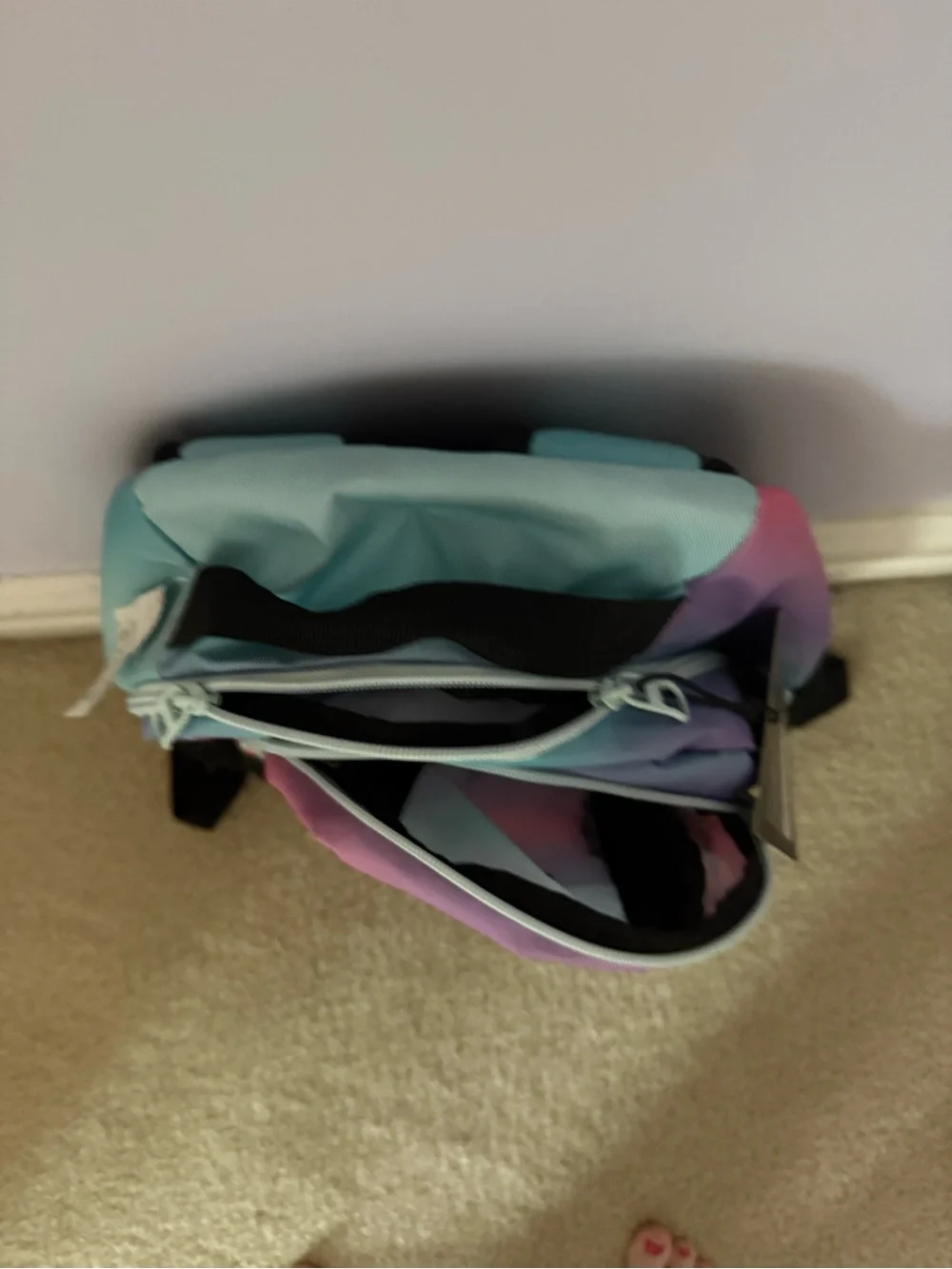 adidas Pastel Ombre Backpack in Pink, Purple, Teal with Black Accents - Picture 2 of 3
